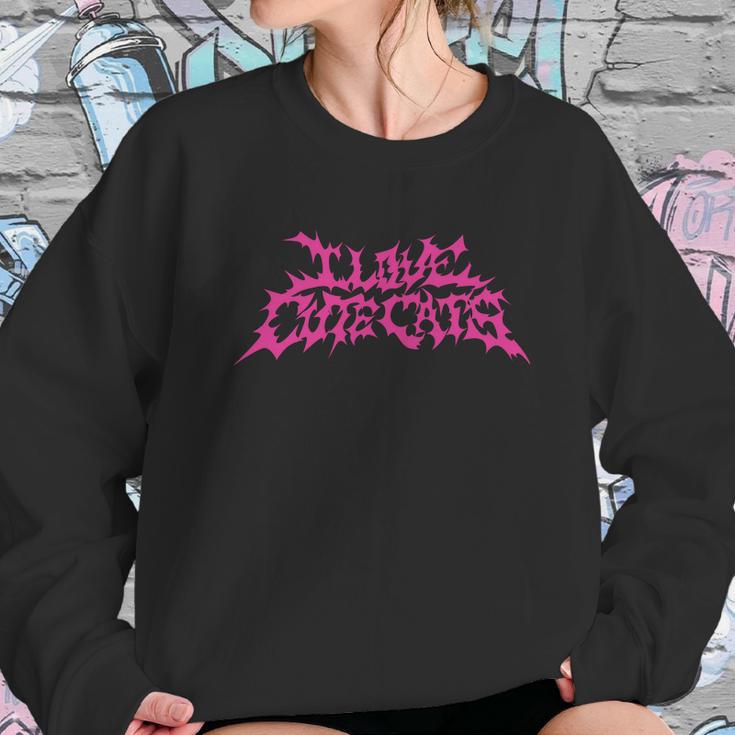 I Love Cute Cats Funny Death Metal Logo Style Sweatshirt Gifts for Her