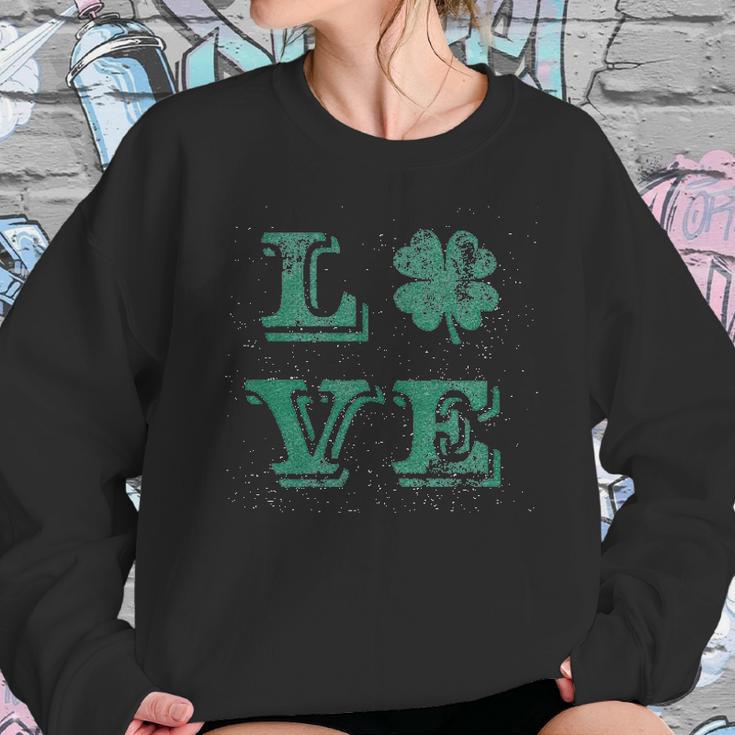 Love Lucky Clover Saint Patricks Day Cute Irish St Patty Shamrock Sweatshirt Gifts for Her