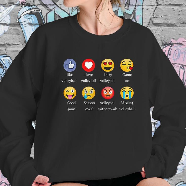 I Love Volleyball Funny Emoji Emoticons Graphic Sweatshirt Gifts for Her