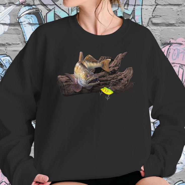 Mens Large Walleye And Vertical Lure Fishing Sweatshirt Gifts for Her