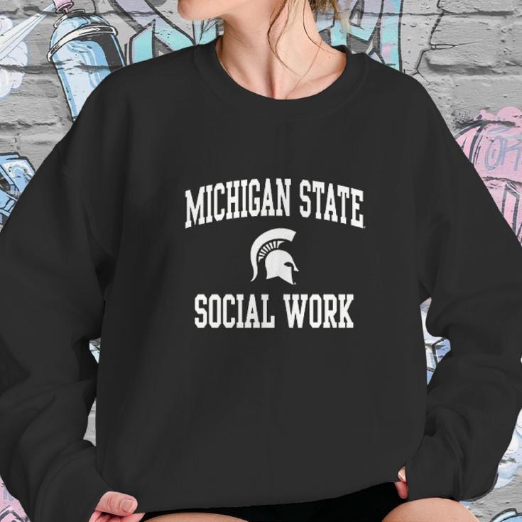 Michigan State Spartans Arch Logo Departments Sweatshirt Gifts for Her