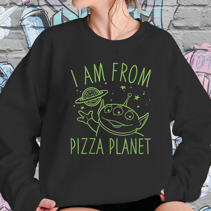 Neon Green Alien Pizza Planet Sweatshirt Gifts for Her