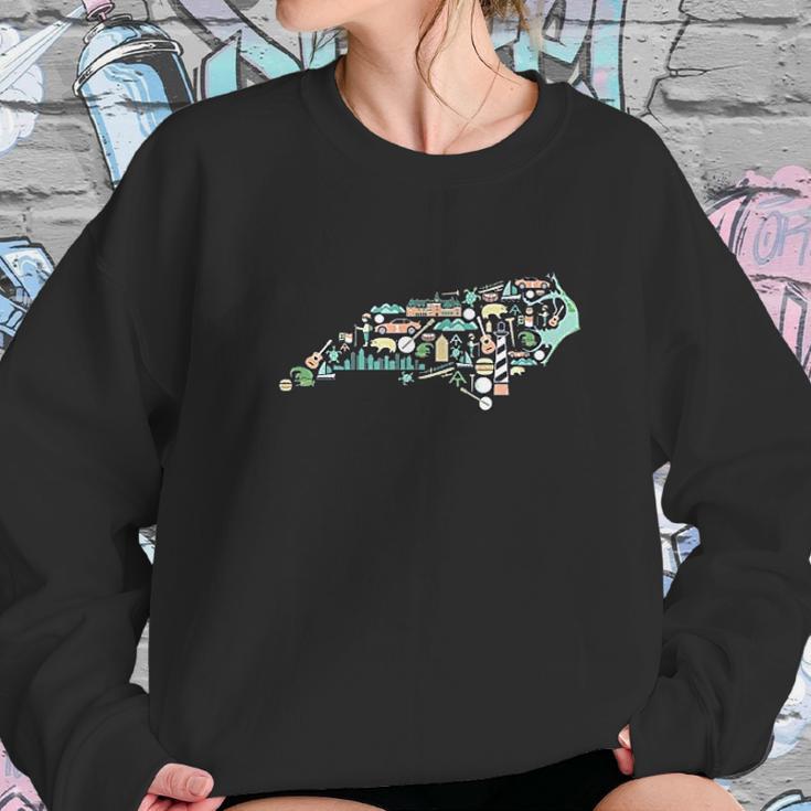 North Carolina Icon Map Sweatshirt Gifts for Her