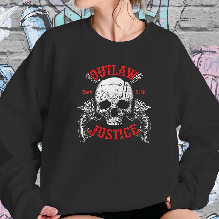 Outlaw Justice With Skull And Pistols Sweatshirt Gifts for Her