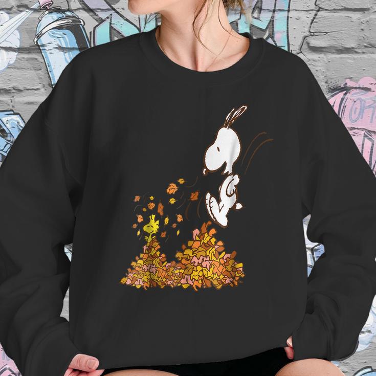 Peanuts Snoopy Jumping Into Leaf Autumn Shirt Sweatshirt Gifts for Her