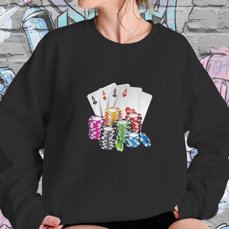 Poker King Queen Card Casino Chip Gambling Sweatshirt Gifts for Her