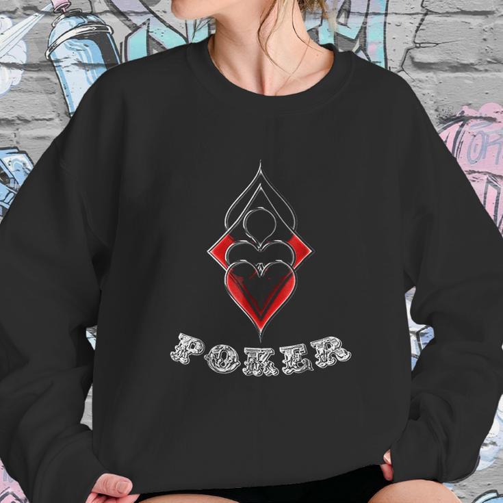 Poker Spades Hearts Diamonds Club Shiny Bling Overlap Sweatshirt Gifts for Her