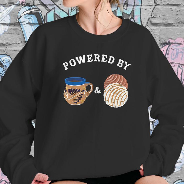 Powered By Conchas And Cafecito Cafe Atole Mexican Pan Dulce Sweatshirt Gifts for Her