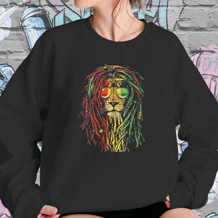 Rasta Reggae Lion Sunglass Art Gift For Rastafarian Lover Sweatshirt Gifts for Her