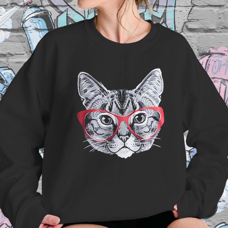 Red Glasses Cat Funny Belcher Kitty Cute Humor Fun Sweatshirt Gifts for Her