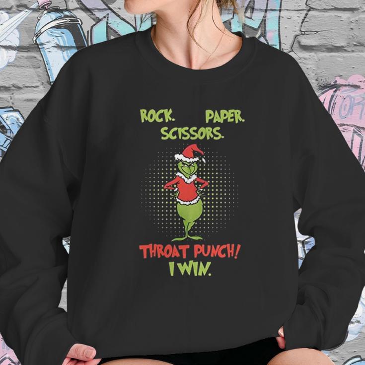 Rock Paper Scissors Throat Punch I Win Funny Grinch Sweatshirt Gifts for Her