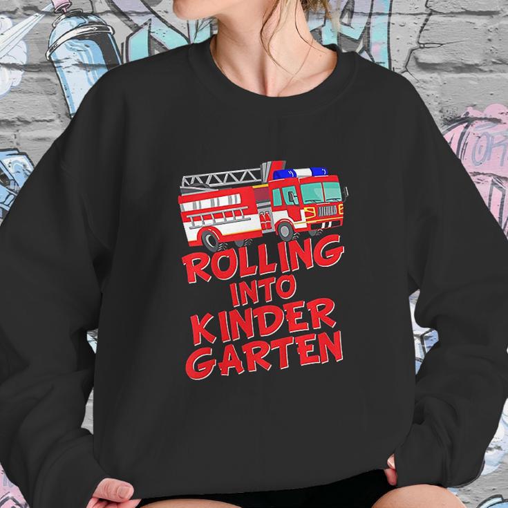 Rolling Into Kindergarten Back To School Fire Truck Fireman Sweatshirt Gifts for Her