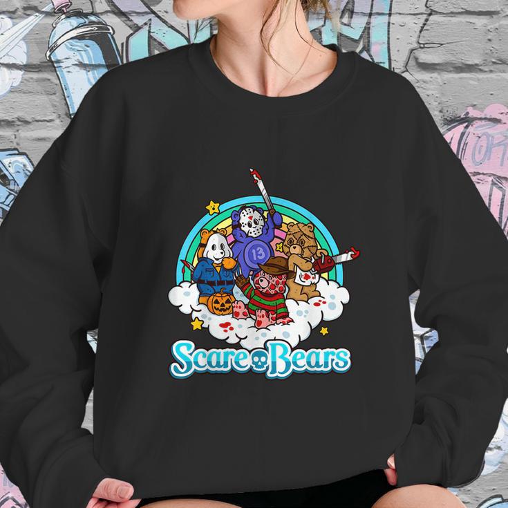 Scary Care Scare Bears Funny Halloween Horror Faces Custom Graphic Design Printed Casual Daily Basic Sweatshirt Gifts for Her