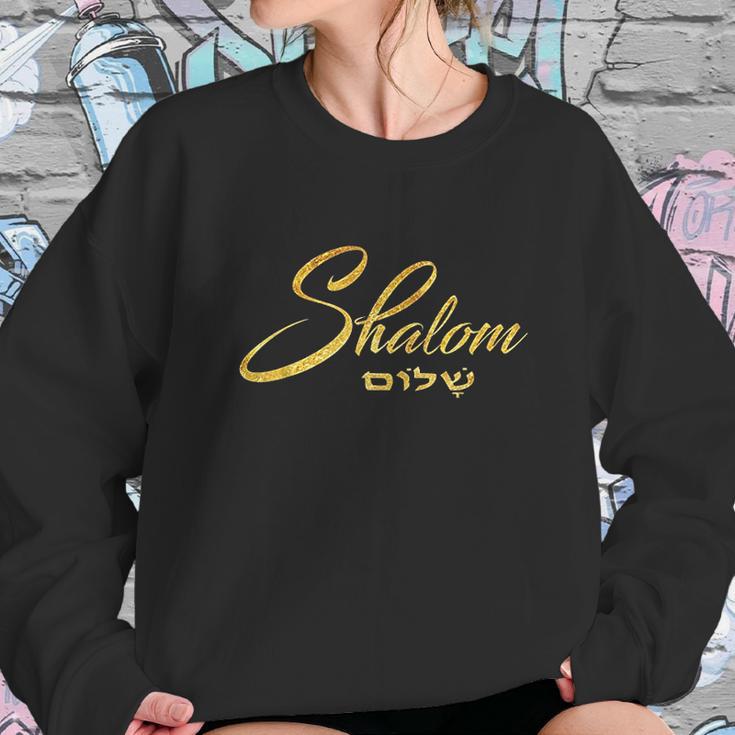 Shalom With Hebrew Writing And Gold Foil Effect Sweatshirt Gifts for Her