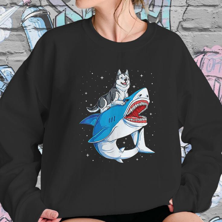 Siberian Husky Shark Jawsome Dog Lover Gifts Space Galaxy Sweatshirt Gifts for Her