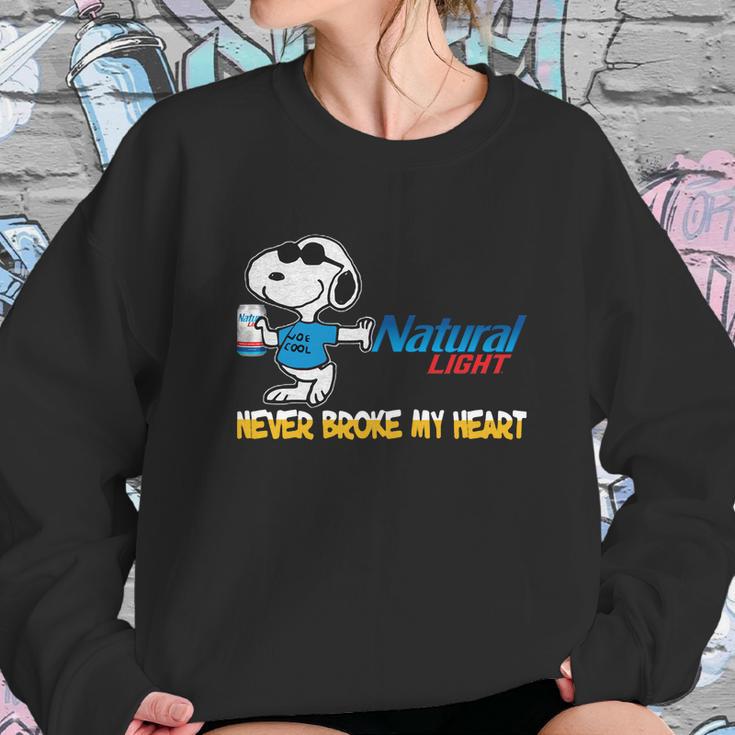 Snoopy Natural Light Never Broke My Heart Sweatshirt Gifts for Her