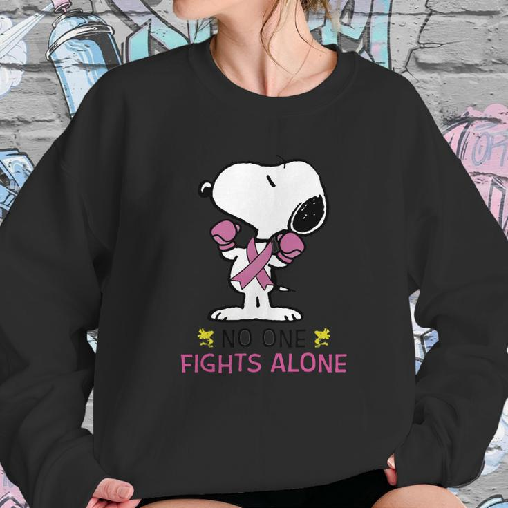 Snoopy No One Fights Alone Breast Cancer Awareness Shirt Sweatshirt Gifts for Her