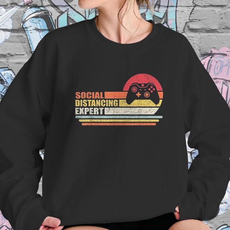 Social Distancing Expert Gaming Vintage Video Gamer Sweatshirt Gifts for Her