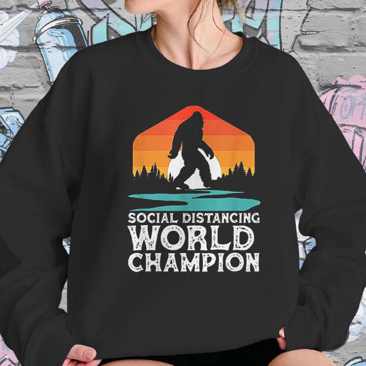 Social Distancing World Champion Funny Bigfoot Sweatshirt Gifts for Her