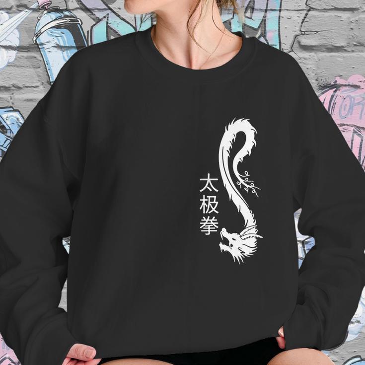 Tai Chi Chuan White Chinese Dragon Graphic Gift Sweatshirt Gifts for Her