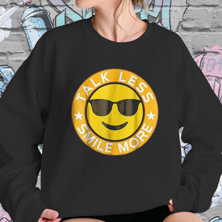 Talk Less Smile More Hamilton Yellow Emoji Smile Sweatshirt Gifts for Her