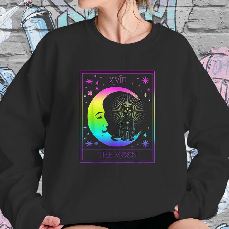 Tarot Card Crescent Moon And Cat Pastel Goth Sweatshirt Gifts for Her