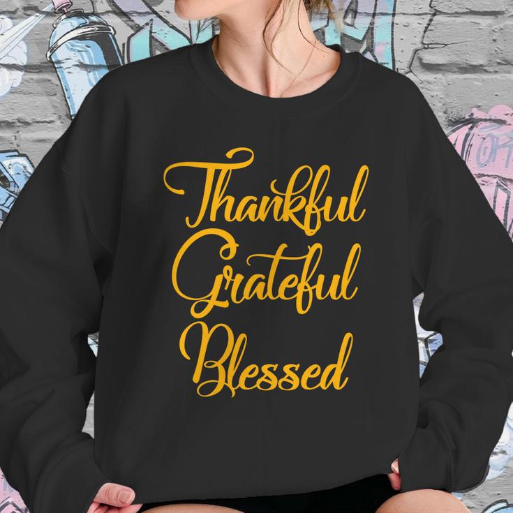 Thankful Grateful Blessed Gold Thanksgiving Logo Sweatshirt Gifts for Her