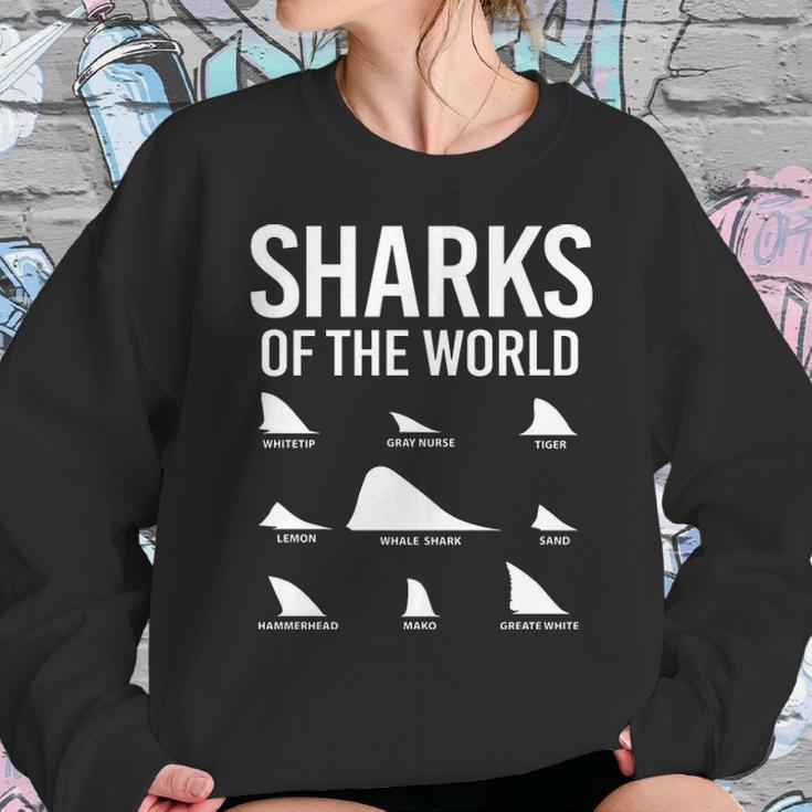 Types Of Shark Sharks Of The World Lovers Shark Fin Sweatshirt Gifts for Her