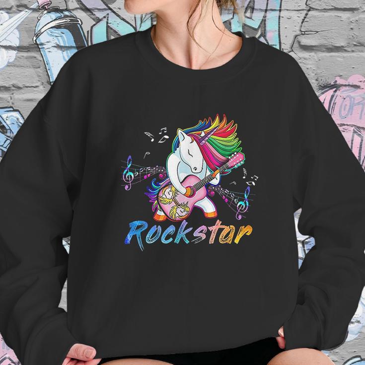 Unicorn Rock Star Guitar Rockin Sweatshirt Gifts for Her