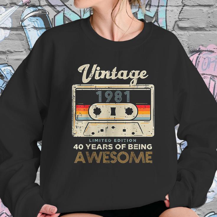 Vintage 1981 Cassette Tape 40 Awesome 40Th Birthday Gift Sweatshirt Gifts for Her