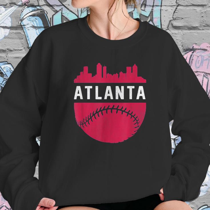 Vintage Downtown Atlanta Georgia Skyline Baseball Sweatshirt Gifts for Her