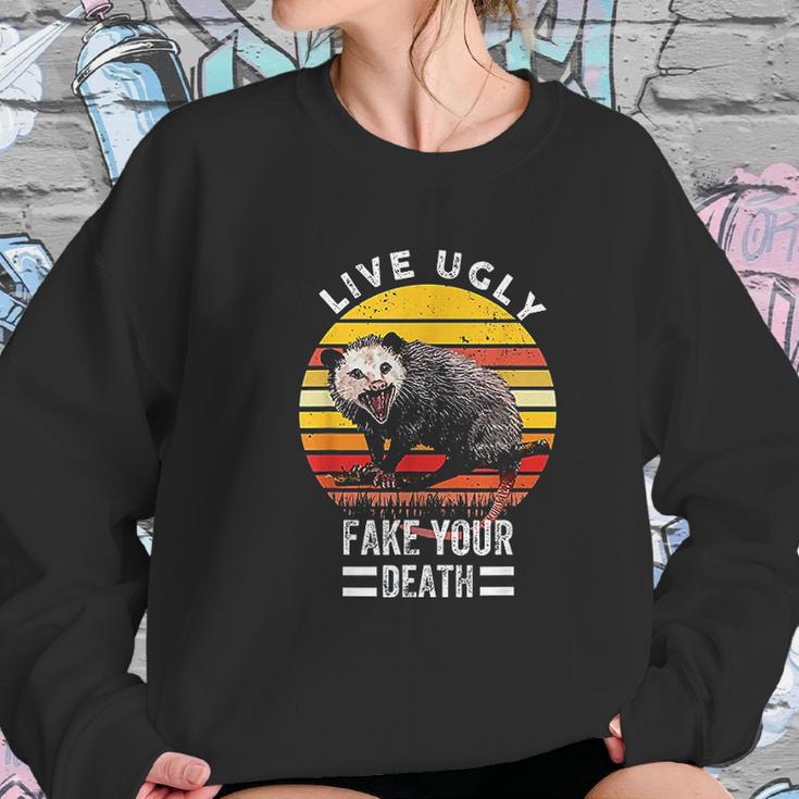 Vintage Live Ugly Fake Your Death Funny Opossum Sweatshirt Gifts for Her