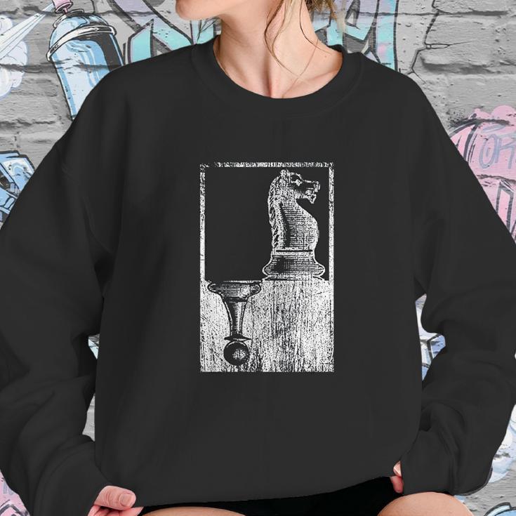 Vintage Pawn And Knight Shadow Chess Sweatshirt Gifts for Her