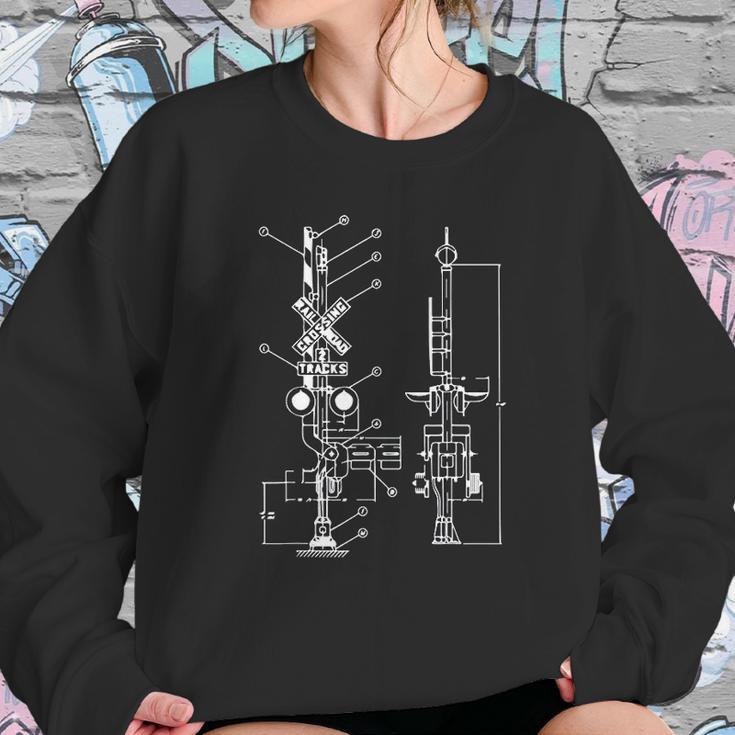 Vintage Railway Model10 Crossing Patent Drawing Model Train Sweatshirt Gifts for Her