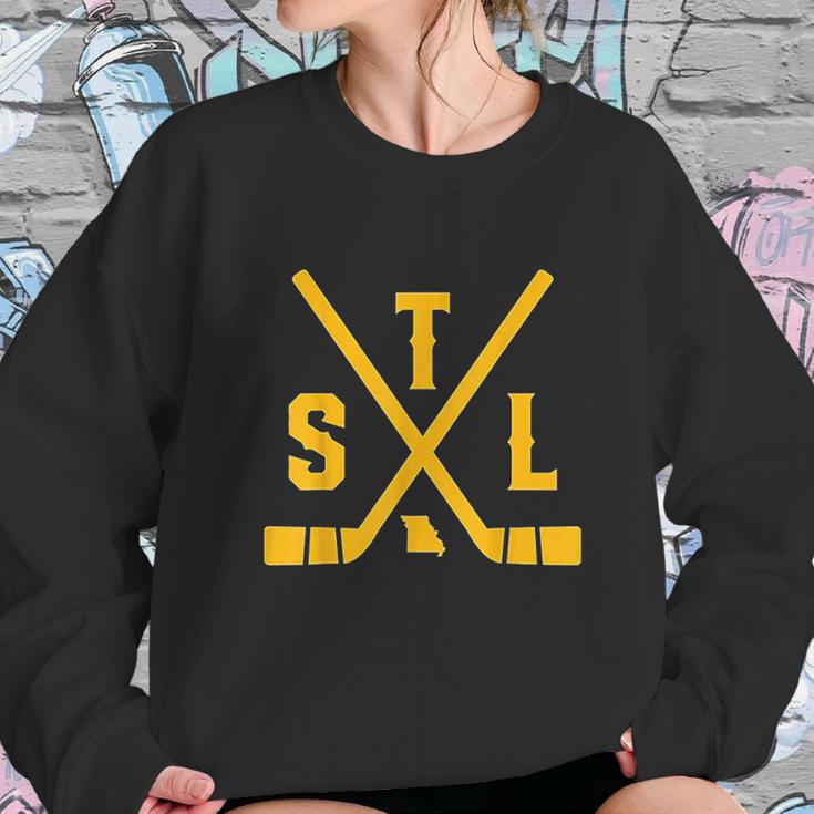 Vintage St Louis Ice Hockey Sticks State Outline Sweatshirt Gifts for Her