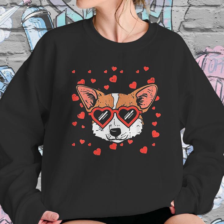 Welsh Corgi Face Heart Glasses Cute Valentines Day Dog Gift Sweatshirt Gifts for Her