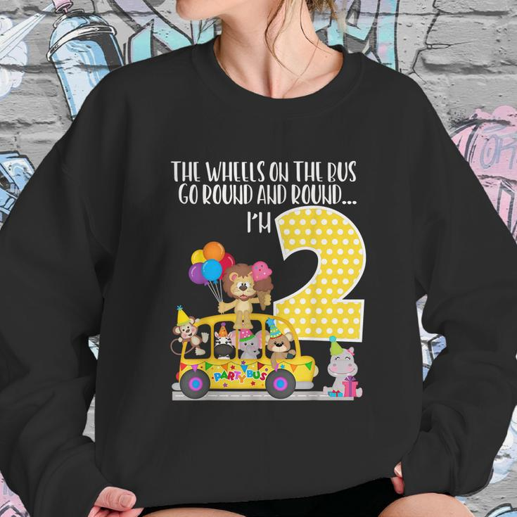 The Wheels On The Bus 2Nd Birthday 2 Yrs Old Family Matching Sweatshirt Gifts for Her