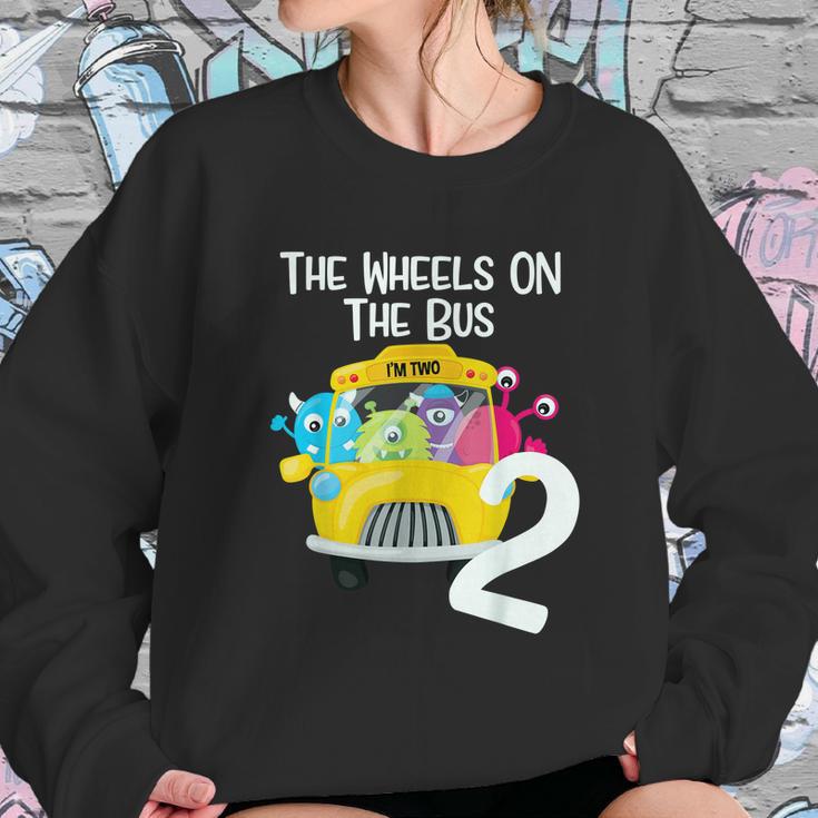 The Wheels On The Bus 2Nd Birthday Party 2 Year Old Toddler Sweatshirt Gifts for Her