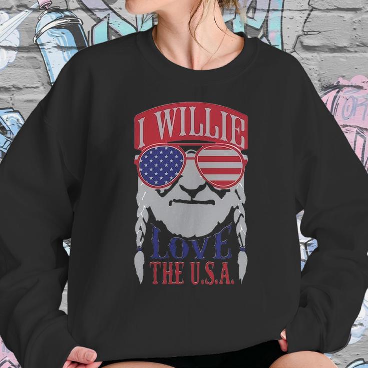 I Willie Love The Usa 4Th Of July Willie Nelson America Usa Independence Day Proud American Sweatshirt Gifts for Her