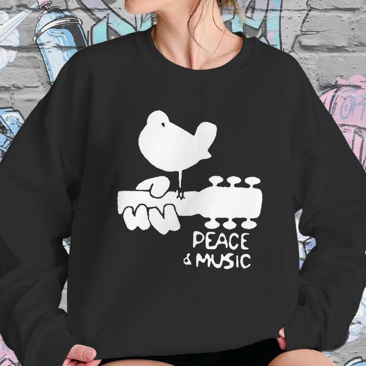 Woodstock Blue White Peace And Music Festival Guitar Sweatshirt Gifts for Her