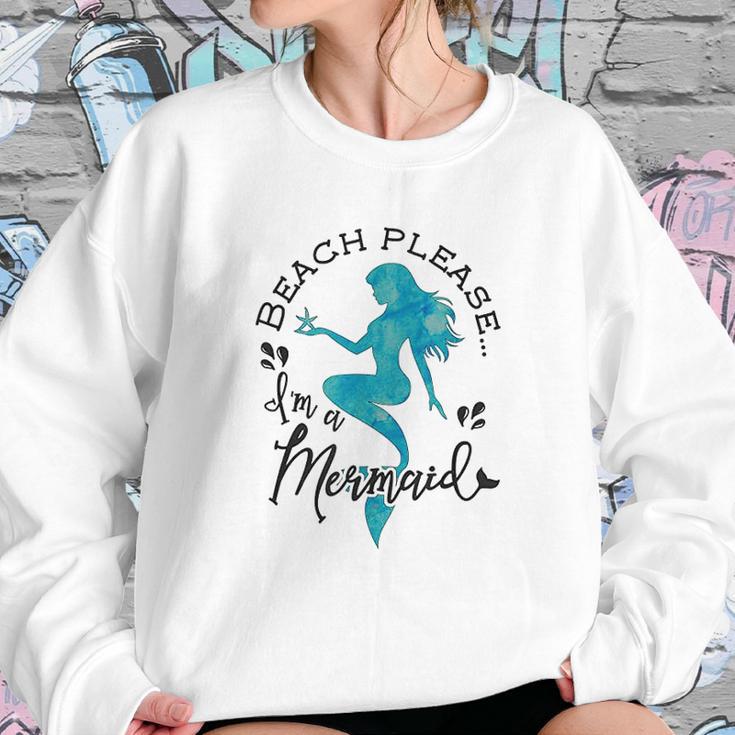 Aqua Blue Watercolor Beach Please Im A Mermaid Sweatshirt Gifts for Her