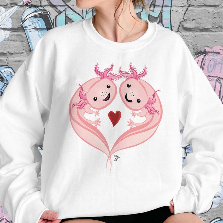 Axolotl Amphibian Love With Heart Valentine Sweatshirt Gifts for Her