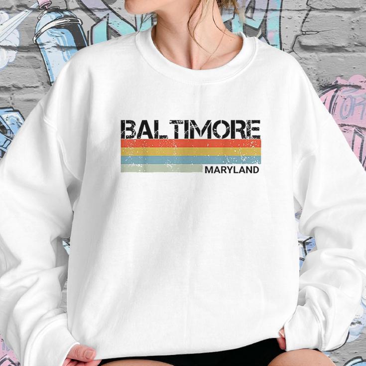 Baltimore Maryland Retro Vintage 80 Stripes Sweatshirt Gifts for Her