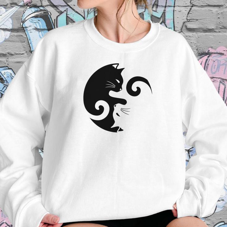 Cats Rule Simple Yin Yang Animal Graphic Sweatshirt Gifts for Her