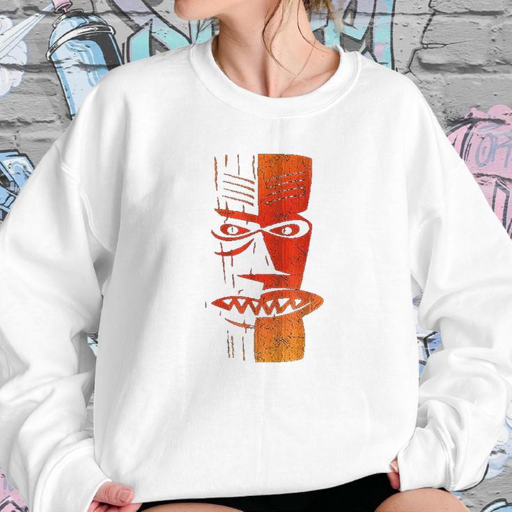 Cool Retro Island Polynesian Tiki Head Sweatshirt Gifts for Her