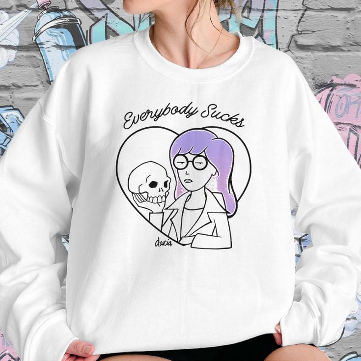 Daria Everybody Macbeth Skull Heart Purple Hair Sweatshirt Gifts for Her