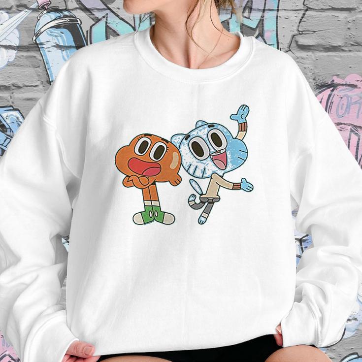 Fifth Sun Girls The Amazing World Of Gumball Darwin And Gumball Grin Sweatshirt Gifts for Her