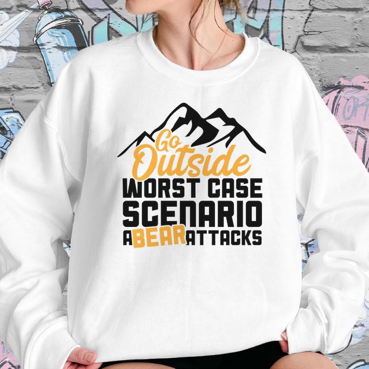 Funny Camping Go Outside Worst Case Bear Attacks Sweatshirt Gifts for Her