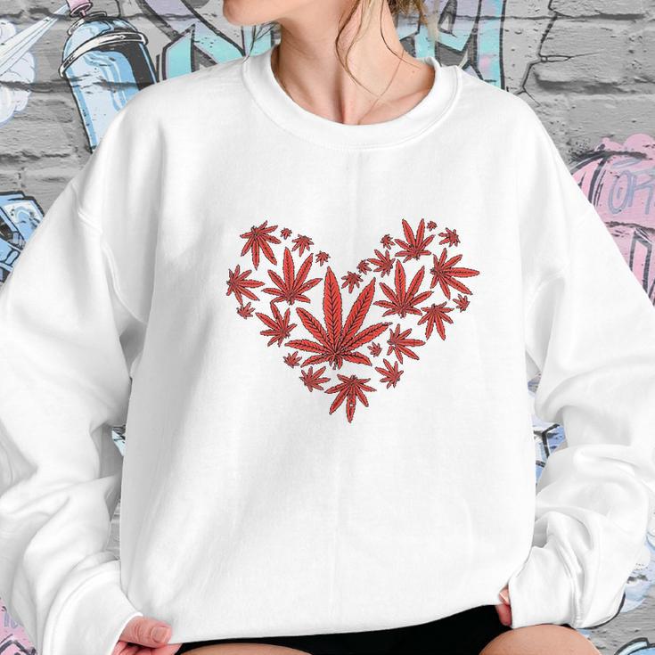 Heart Funny Valentines Day Cannabis 420 Pot Stoner Gift Sweatshirt Gifts for Her