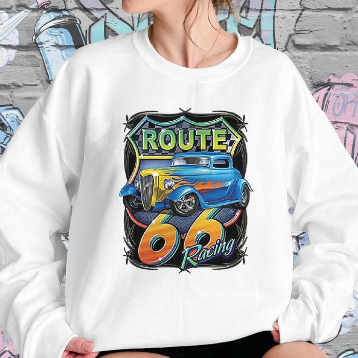 Hot Rod Route 66 Sign American Muscle Classic History Sweatshirt Gifts for Her